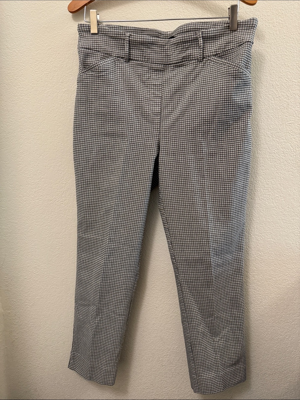 Women's Houndstooth Slim Cropped Trousers - Black & White